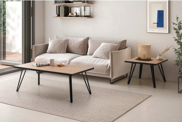 Černý/přírodní konferenční stolek s deskou v dubovém dekoru 60x120 cm Sindi – Marckeric