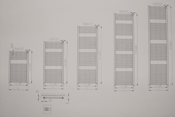 Thermal Trend KD-E 450 x 960 elektrický topný žebřík rovný, 300W KD-E 450/960