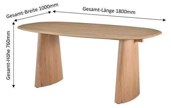 JÍDELNÍ STŮL, dub, přírodní barvy, 180/100/75 cm MID.YOU - Online Only jídelní stoly, Online Only