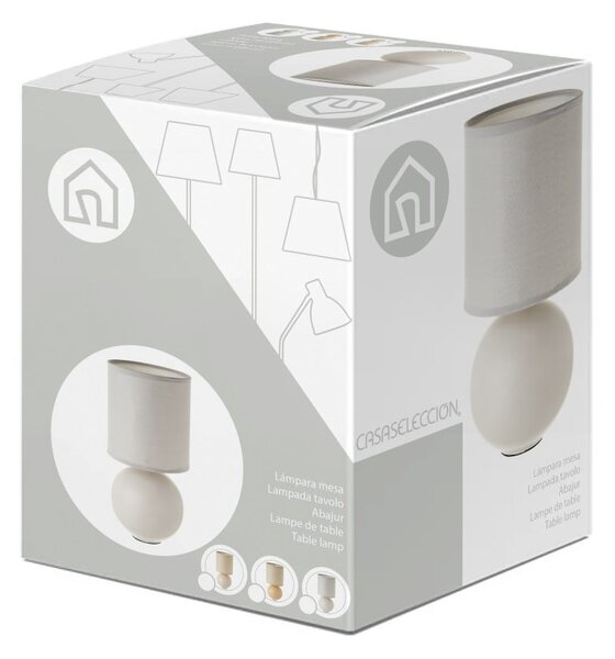 Béžová keramická stolní lampa s textilním stínidlem (výška 24,5 cm) – Casa Selección