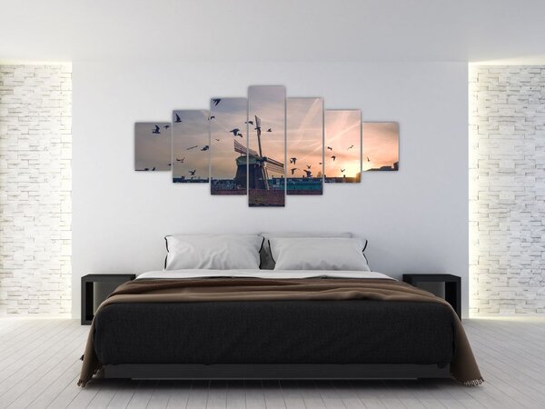 Obraz větrného mlýna (210x100 cm)