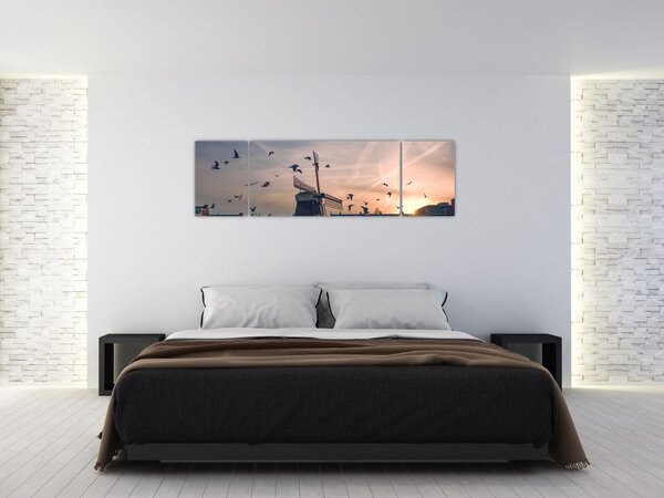 Obraz větrného mlýna (170x50 cm)