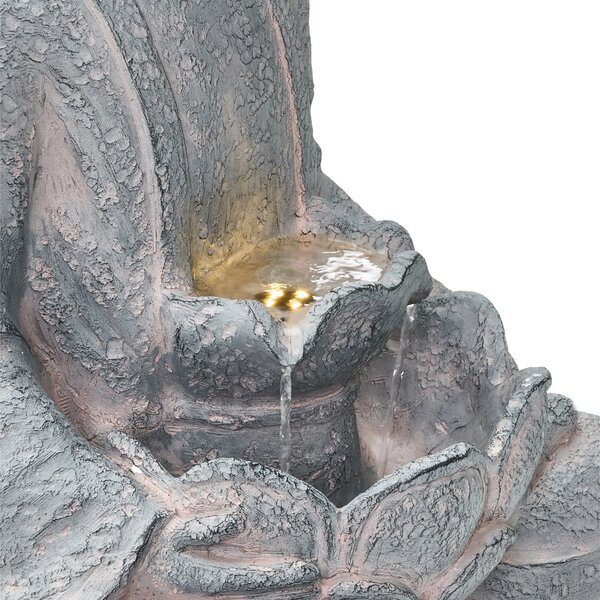 Zahradní fontána LED URLANTE Buddha Šedá