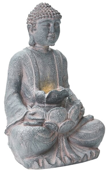 Zahradní fontána LED URLANTE Buddha Šedá