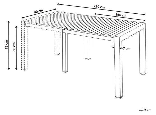 Rozkládací zahradní jídelní stůl ARDESIO 160/220 cm 90 cm Kov Tmavě šedá