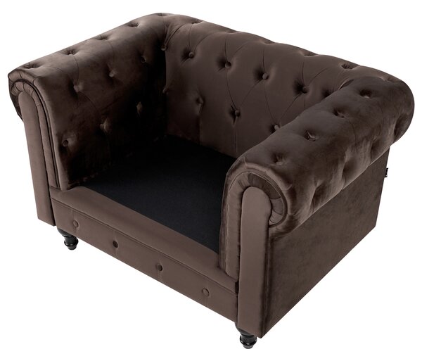Křeslo CHESTERFIELD Umělý samet Tmavě hnědá
