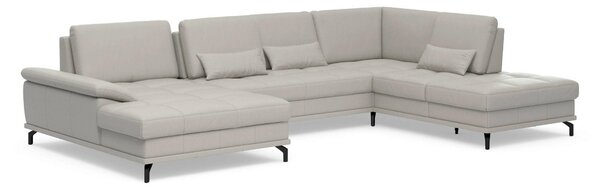 SEDACÍ SOUPRAVA, kůže, světle šedá Sit & More - Sedací soupravy, Online Only