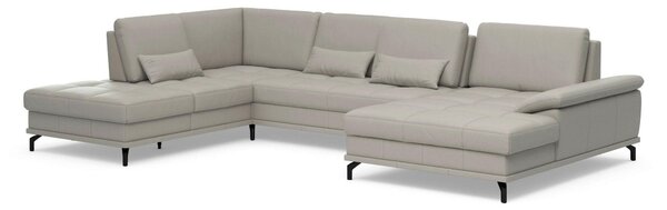 SEDACÍ SOUPRAVA, kůže, světle šedá Sit & More - Sedací soupravy, Online Only