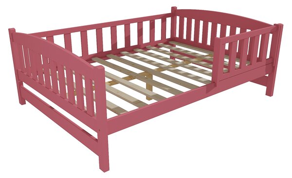 Vomaks Dětská postel DP 002 XL se zábranou Rozměr: 140 x 200 cm, Povrchová úprava: netransparentní barva růžová