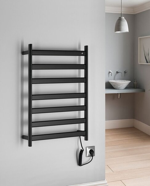 Sapho Sapho, ELIAS elektrický sušák ručníků 490x730x110mm, 105W, černá matná, EB550