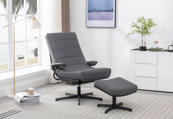RELAXAČNÍ KŘESLO S TABURETEM, textil, šedá Livetastic - Křesla klasická, Online Only