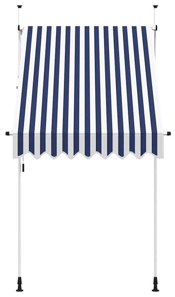 Ručně zatahovací markýza 150 cm modro-bílé pruhy