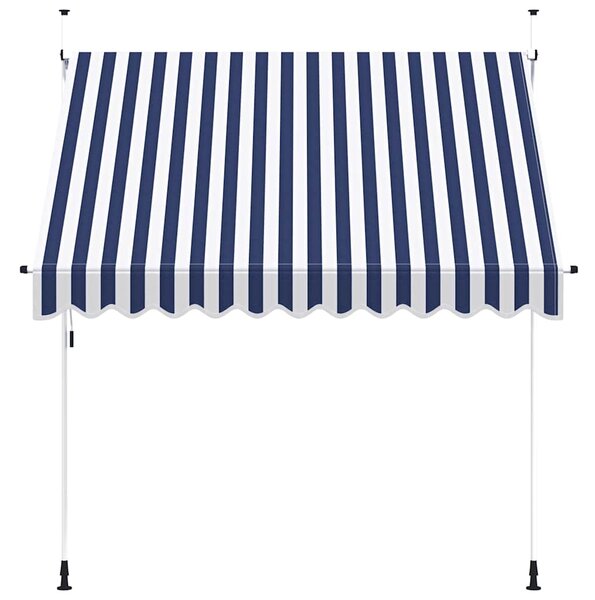 Ručně zatahovací markýza 250 cm modro-bílé pruhy