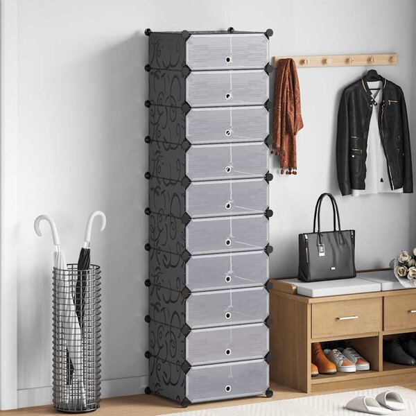 Organizér na boty s 10 přihrádkami, černý