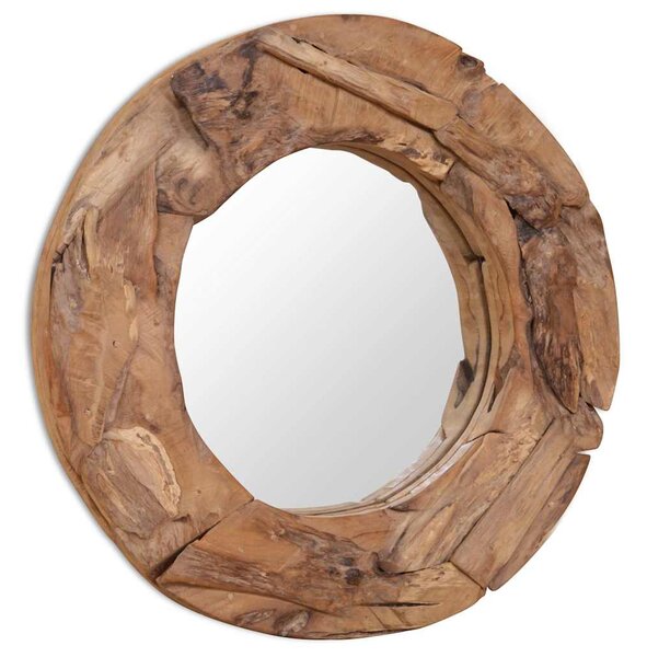 Dekorativní zrcadlo teak 60 cm kulaté