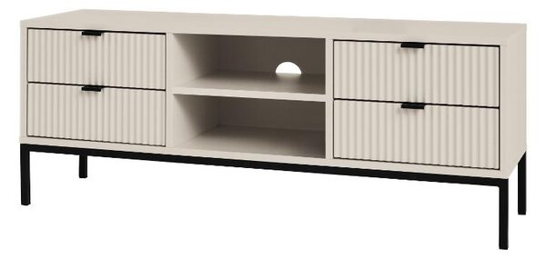 Livarno® Nízká skříň se 4 zásuvkami, 2 přihrádkami a kovovými nožičkami, lamelový design (100400831)