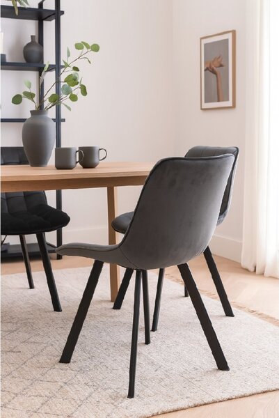 Vikio Jídelní set pro 4 osoby 140x90 cm dub, šedá samet VJS114-41S-S