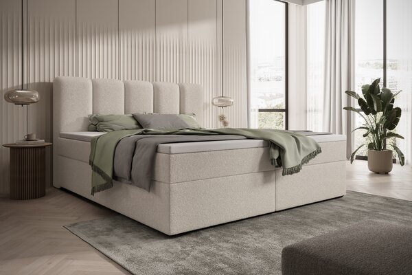 Kontinentální postel Tenor 160x200 s úložným prostorem - béžová bouclé Quelle 03