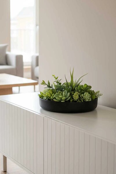 Dekorační miska ORYVEN, sklolaminát, průměr 30 cm, antracit