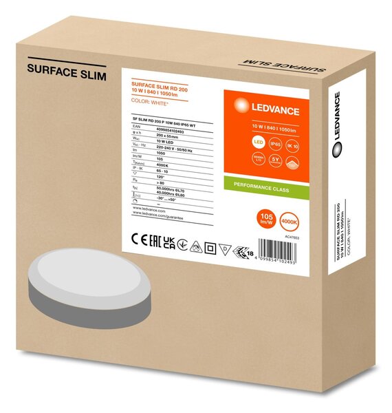 LEDVANCE stropní LED svítidlo SF SLIM RD 200 P 10 W 4000 K IP65