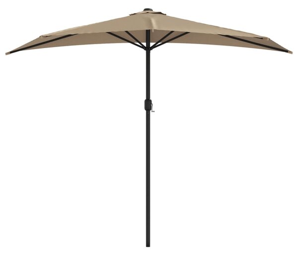 Slunečník na balkon hliníková tyč taupe 270 x 144 cm půlkruh