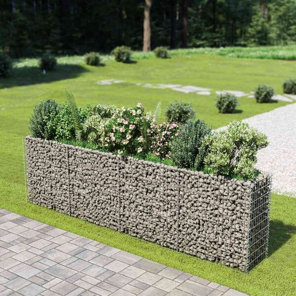 Gabionový vyvýšený záhon pozinkovaná ocel 360 x 50 x 100 cm