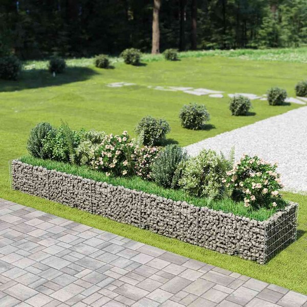 Gabionový vyvýšený záhon pozinkovaná ocel 450 x 90 x 50 cm 143553