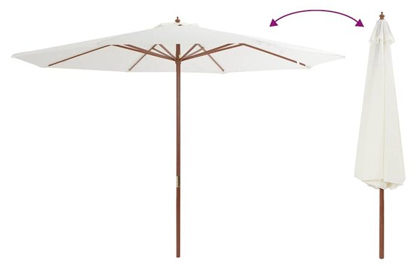 Zahradní slunečník s dřevěnou tyčí pískově bílý 350 cm