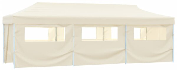 Skládací nůžkový party stan s 8 bočními stěnami 870x291x315 cm krémový