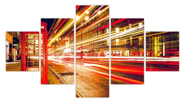Obraz - červená telefonní budka (125x70 cm)