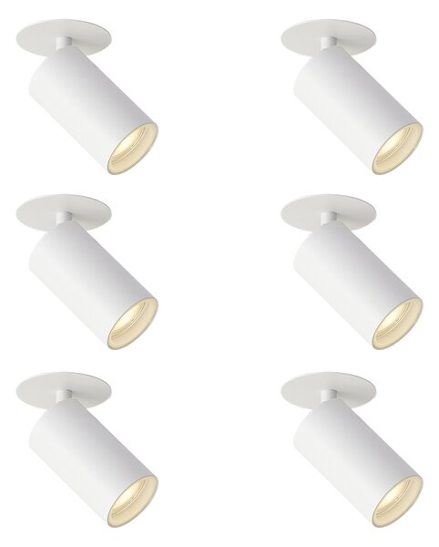 Sada 6 moderních zapuštěných bodových svítidel bílá GU10 50mm IP44 - Chels