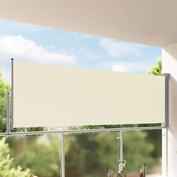 Terasová zatahovací boční markýza 120 x 300 cm krémová