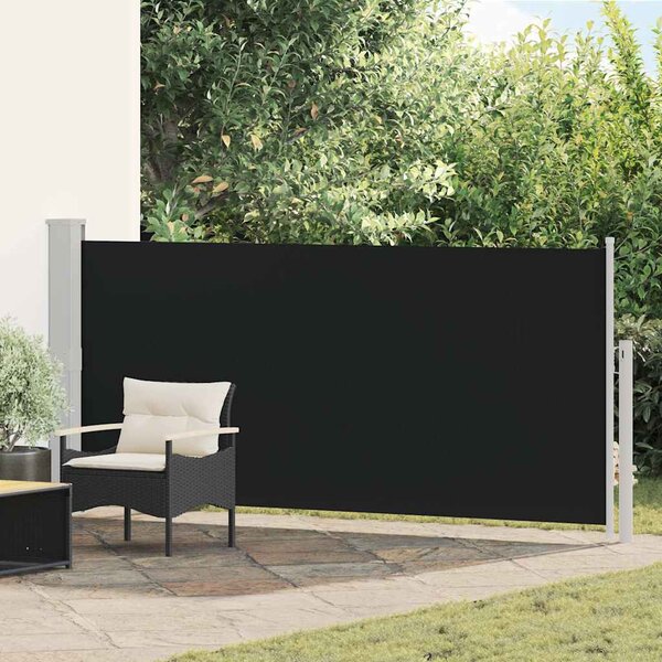 Zatahovací boční markýza / zástěna 140 x 300 cm černá
