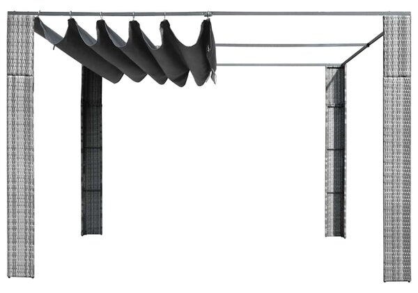 Altán se střechou polyratan 300x300x220 cm šedý a antracitový