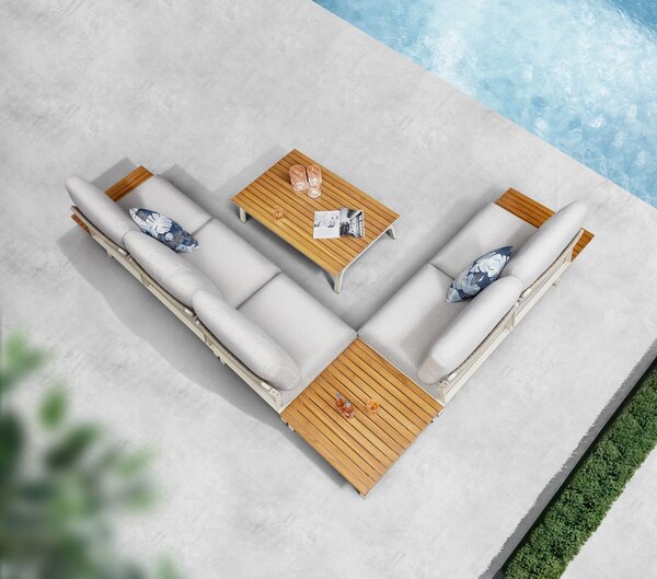 Zahradní 5 místná rohová sedací souprava PUNTO WHITE GREY Exteriér | Zahradní sedací sestavy
