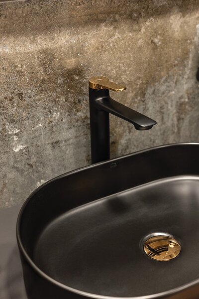 Laveo Desna, umyvadlo na desku 500x350x120 mm, černá matná, LAV-VUD_B250