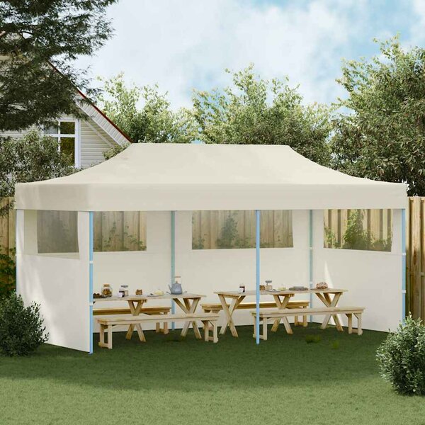 Krémový skládací nůžkový party stan 3 x 6 m