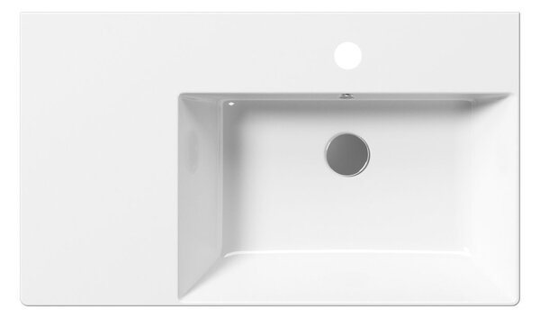 GSI GSI, KUBE X keramické umyvadlo 80x47 cm, s odkládací plochou vlevo, bílá ExtraGlaze, 9457111