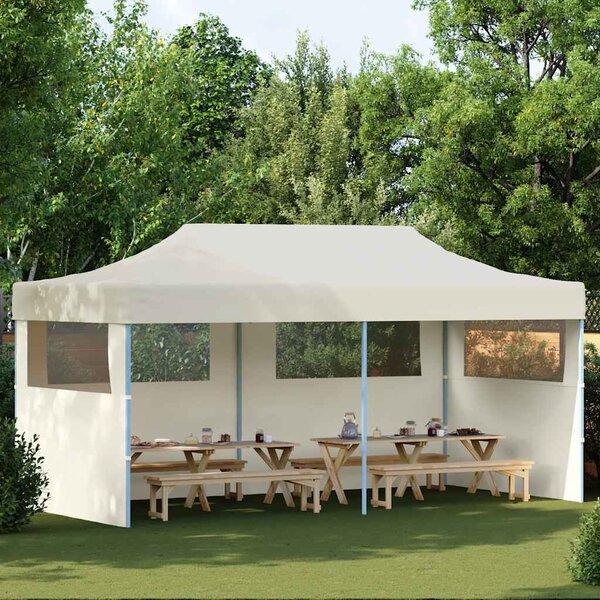 Krémový skládací nůžkový party stan 3 x 6 m