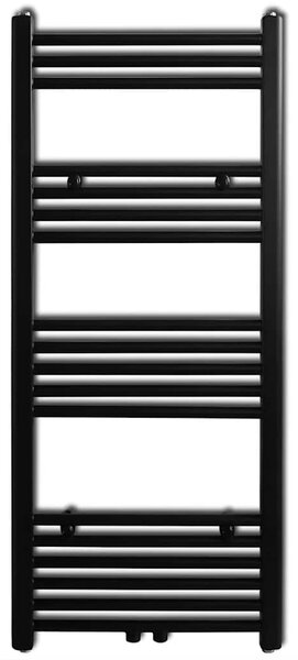 Černý žebříkový radiátor na ručníky rovný ústřední topení 500x1160 mm