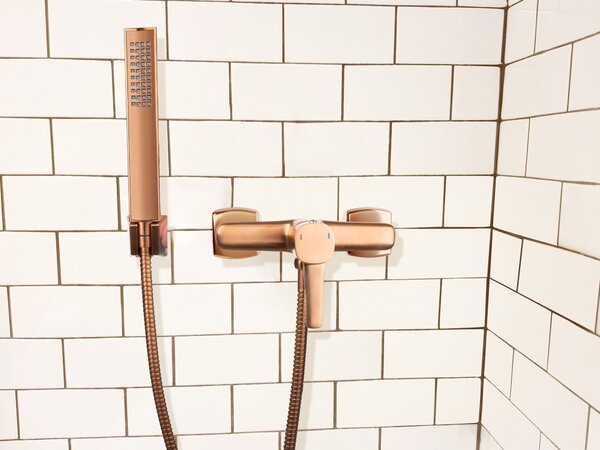 Invena Trend, sprchová baterie s ruční bodovou sprchovou soupravou, měděná matná, INV-BN-02-014-V