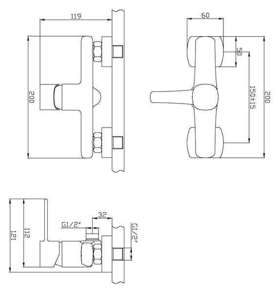 Invena Trend, sprchová baterie s ruční bodovou sprchovou soupravou, měděná matná, INV-BN-02-014-V