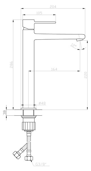 Invena Trend, vysoká umyvadlová baterie h-286, měděná matná, INV-BU-02-W14-V