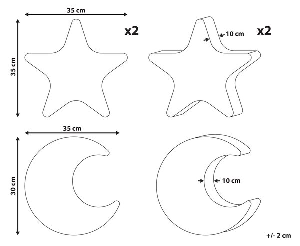 Sada 3 dekorativních polštářů LUNA Manšestr 35 x 30 cm 35 x 35 cm Pestrá Bez vzoru