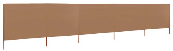 5dílná zástěna proti větru textil 600 x 120 cm taupe
