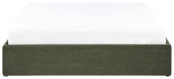 Postel s úložným prostorem bez čela DINAN Buklé Tmavě zelená 160 x 200 cm
