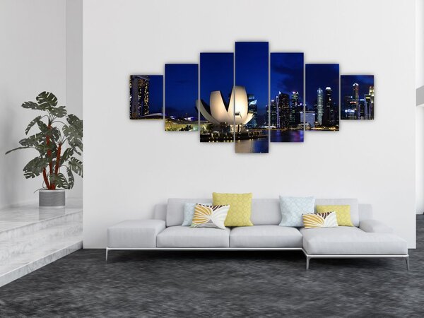 Obraz nočního Singapouru (210x100 cm)