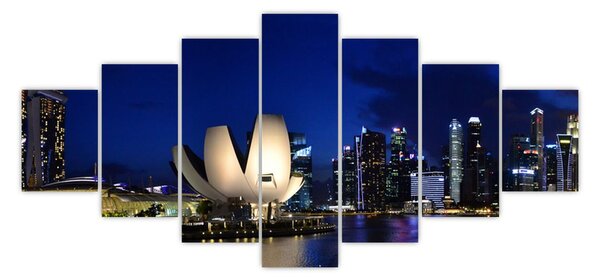 Obraz nočního Singapouru (210x100 cm)