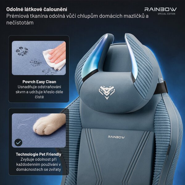 Herní židle modrá látková X-Horn 2.0 Rainbow Blue, Normal