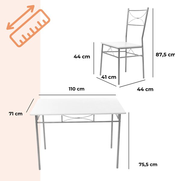 Jídelní set PAUL, 5-dílná, sametově bílá Jurhan